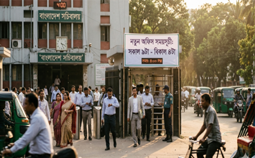 জ্বালানি সংকটে আজ থেকে নতুন সময়সূচি: অফিস ৯টা-৪টা, ব্যাংক লেনদেন ৩টা পর্যন্ত